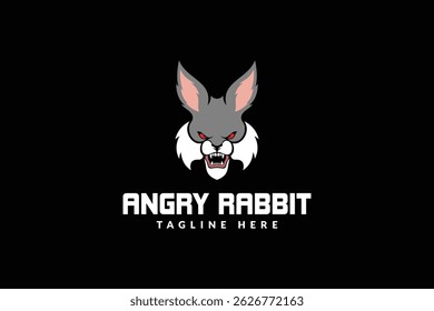angry rabbit logo design template, logo icon vector illustration silhouette