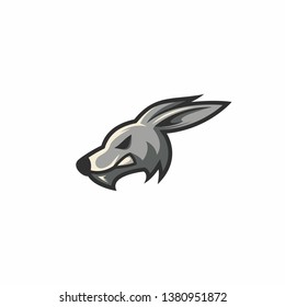 angry rabbit logo template vector