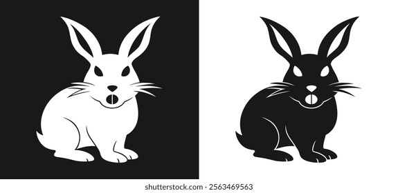 Angry Rabbit Silhouette on Contrasting Background