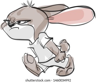 Angry rabbit, vector graphic, sweet illustration.