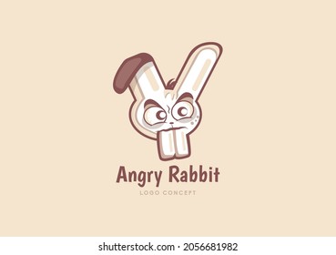 Angry rabbit vector illustration, logo concept