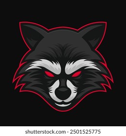 Angry raccoon logo. Mascot design. Vector icon template