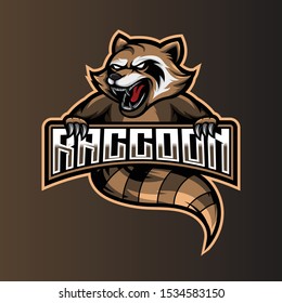 Angry raccoon mascot illustration for sport and esport or gaming team logo.