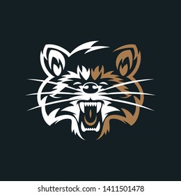 Angry raccoon vintage logo vector