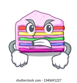 Angry rainbow cake in the cartoon shape