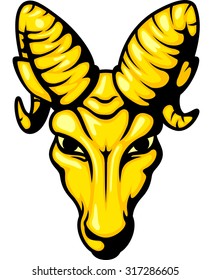 Angry ram head mascot illustration gold edition