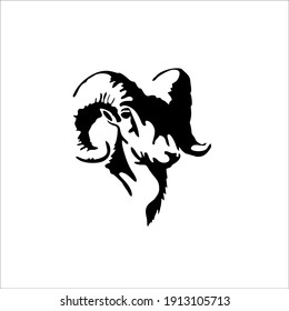 Angry Ram Symbol Logo. Tattoo Design. Vector Illustration.