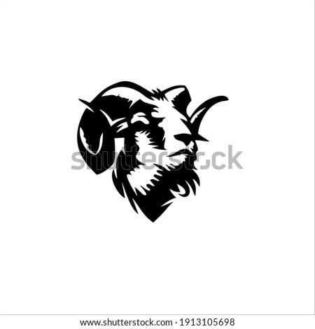 Angry Ram Symbol Logo. Tattoo Design. Vector Illustration.