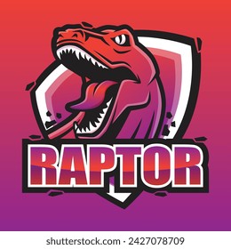 Angry Raptor Logo Design with Roars Expression 