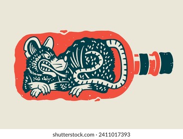 Angry rat in bottle