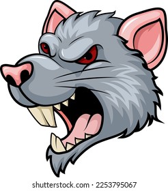 Angry rat head cartoon expression