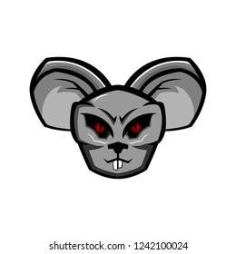 Angry Rat Head cartoon vector illustration