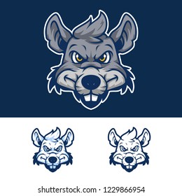 Angry Rat Head Mascot Logo