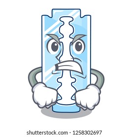 Angry razor blade and border cartoon cyan