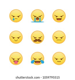 Angry react collection set vector isolated, suitable for your rage content