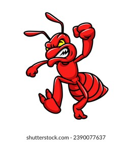 angry red ant cartoon vector illustration, Design element for logo, poster, card, banner, emblem, t shirt. Vector illustration