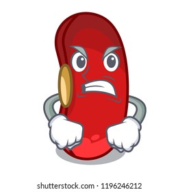 Angry red bean in the cartoon cup