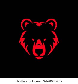 angry red bear wild animal on black background logo vector illustration template design