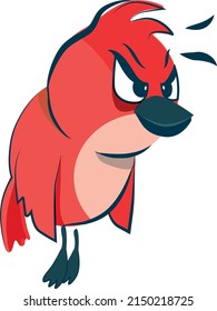 Angry red bird. Comic mascot. Kid character