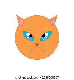 Angry Red Cat Head illustration. Vector stock illustration.