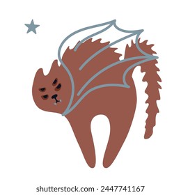 Angry red cat. Cat in a vampire costume. Vector illustration