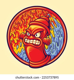 Angry red classic fire hydrant cartoon illustration vector illustrations for your work logo, merchandise t-shirt, stickers and label designs, poster, greeting cards advertising business company brand