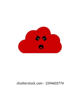 Angry red Cloud Vector Icon Illustration. Cloud Sticker, Weather Icon Concept White Isolated. Banner, Sticker, Background