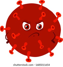 Angry red coronavirus, illustration, vector on white background