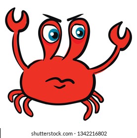 Angry red crab illustration color vector on white background
