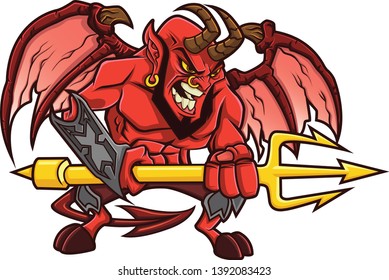 Angry Red Devil Design in Vector