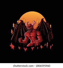 angry red devil vector illustration