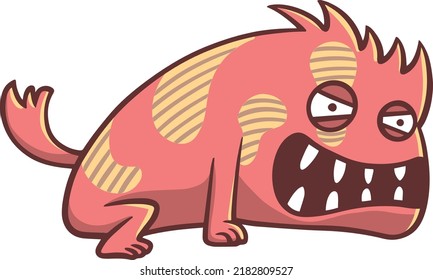 Angry Red Dog Monster Illustration