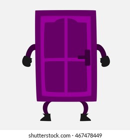 Angry Red Door Cartoon Illustration Vector