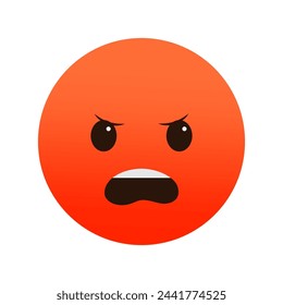 Angry red emoji, mad expression. Furious emoticon upset. Vector illustration. EPS 10.