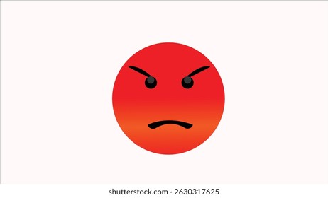 Angry red emoji on white background