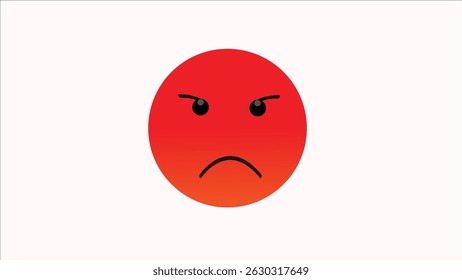 Angry red emoji on white background