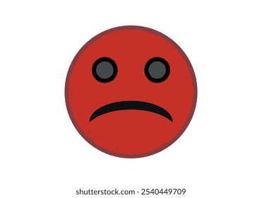 Angry red face emoticon on white background