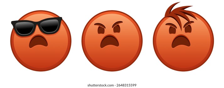 Angry red face Set of three emoji