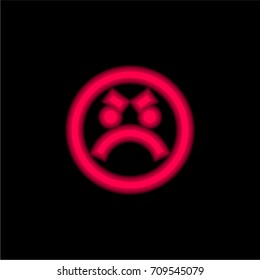 Angry red glowing neon ui ux icon. Glowing sign logo vector