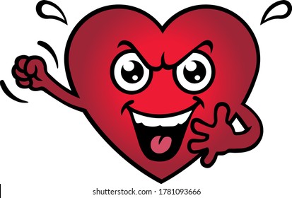 Angry Red Heart Character Vector Illustration Stock Vector (royalty 