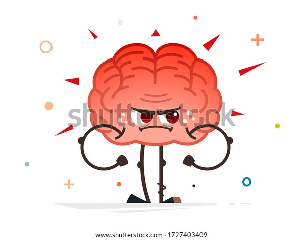 Angry Red Human Brain Vector Character Stock Vector (Royalty Free ...