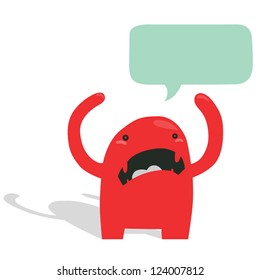Angry Red Monster with Speech Bubble