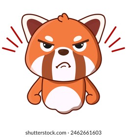 Angry red panda. Vector illustration. Cartoon illustration isolated on white background. Great for icon, stickers, card, children's book