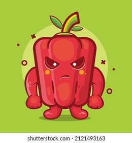 angry red paprika character mascot isolated cartoon in flat style design. great resource for icon,symbol, logo, sticker,banner.