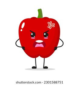 Angry Red Paprika Stand Alone With Furious Face Bell Pepper