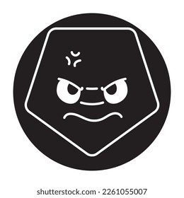 Angry red pentagonal character color line icon. Mascot of emotions. Pictogram for web page, mobile app, promo.