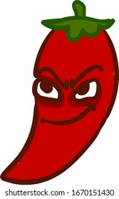 Pimienta roja enojada, ilustración, vector sobre fondo blanco.