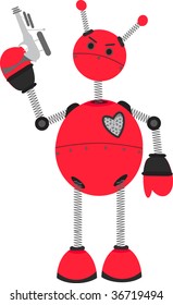Angry Red Robot holding Ray Guy