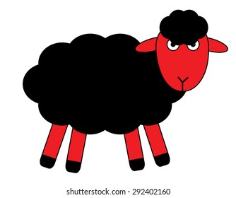 Angry Red Sheep With Black Wool