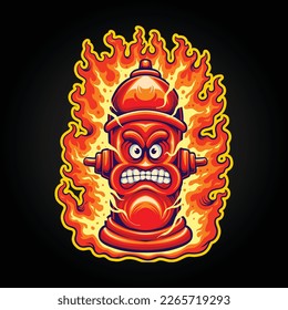 Angry red vintage water plug logo cartoon illustrations vector illustrations for your work logo, merchandise t-shirt, stickers and label designs, poster, greeting cards advertising business company 